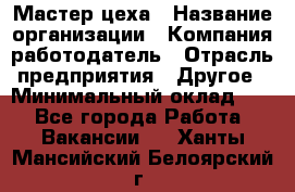 Мастер цеха › Название организации ­ Компания-работодатель › Отрасль предприятия ­ Другое › Минимальный оклад ­ 1 - Все города Работа » Вакансии   . Ханты-Мансийский,Белоярский г.